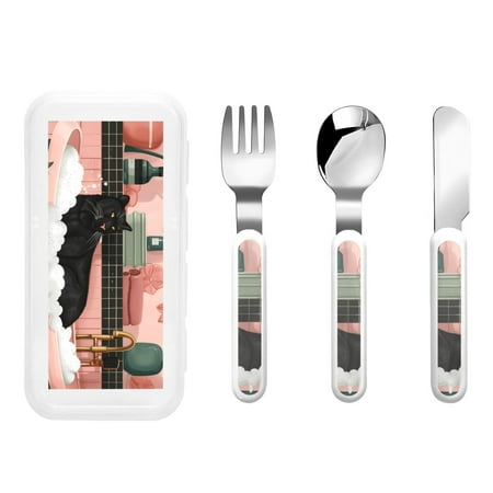 Kdxio Black Cat Pink Bathroom Toddler Utensils Set - Kids Silverware Set Set Kids Utensils Set with Case for Preschooler Children
Kdxio Black Cat Pink Bathroom Toddler Utensils Set - Kids Silverware Set Set Kids Utensils Set with Case for Preschooler Children