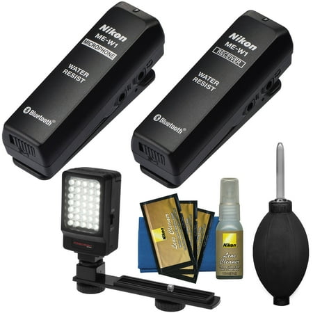 Nikon ME-W1 Wireless Water Resistant Microphone for for D4s, D610, D750, D810, D7100, D7200, D3200, D3300, D5300, D5500, V3 Cameras with Wind Screen & Soft Case + LED Video Light + Kit Nikon ME-W1 Wireless Water Resistant Microphone for for D4s, D610, D750, D810, D7100, D7200, D3200, D3300, D5300, D5500, V3 Cameras with Wind Screen & Soft Case + LED Video Light + Kit