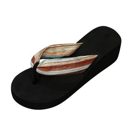 Women Summer Bohemian Open Toe Fashion Non-Slip Wedge Slippers Beach Shoes