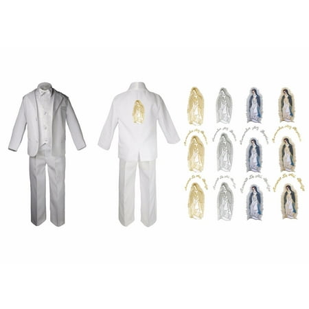 New Born Baby Boy Christening Baptism Formal White Suit Back Virgin Mary Sm-7