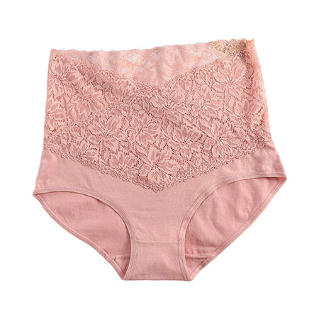 

HEVIRGO Women Underpants High Waist Solid Color Quick-drying Slim Anti-shrink Shaping Lace Tight Waist Tummy Control Women Panties Intimate Clothes