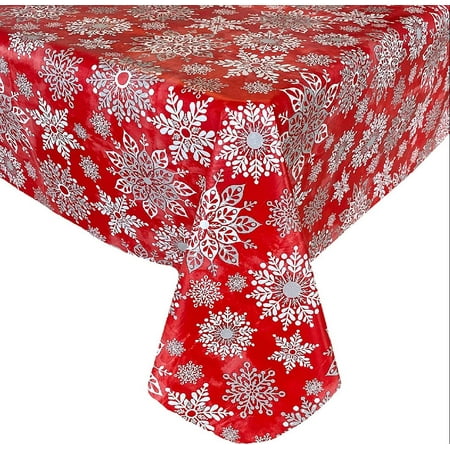 Winter Sparkle Snowflake Red and Silver Grey Vinyl Flannel Backed Tablecloth - Red Snowflake Print Wipe Clean Easy Care Holiday Tablecloth 60” x 84” Oblong/Rectangle Red/Silver
Winter Sparkle Snowflake Red and Silver Grey Vinyl Flannel Backed Tablecloth - Red Snowflake Print Wipe Clean Easy Care Holiday Tablecloth 60” x 84” Oblong/Rectangle Red/Silver