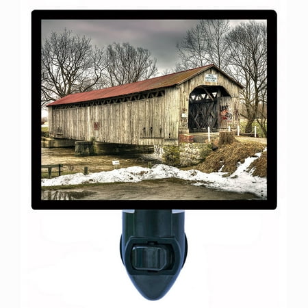 

Decorative Photo Night Light Plus One Extra Free Switchable Insert. 4 Watt Bulb. Image Title: Mull Covered Bridge. Light Comes with Extra Bulb.