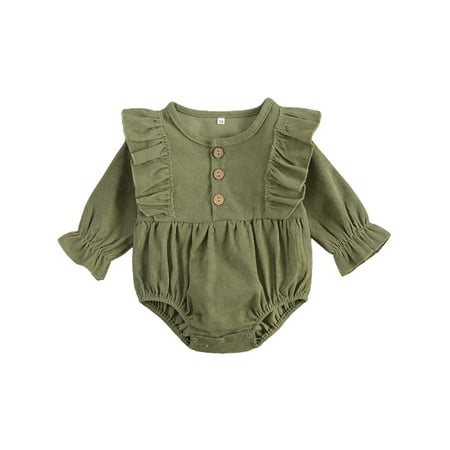 Yinyinxull Newborn Baby Girl Boy Bodysuit Ruffle Long Sleeve Button Solid Autumn Jumpsuit Green 0-3 Months
Yinyinxull Newborn Baby Girl Boy Bodysuit Ruffle Long Sleeve Button Solid Autumn Jumpsuit Green 0-3 Months