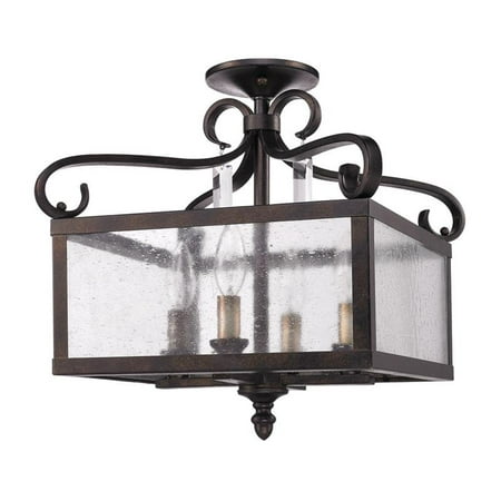 Valencia Semi-Flush (Convertible) in Fired Bronze with Seeded Glass