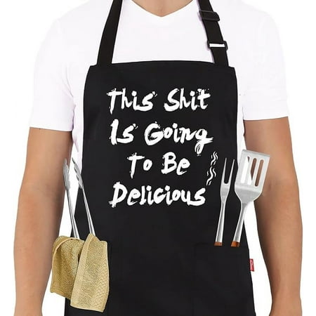 ALIPOBO BBQ Funny Apron for Men Chef Bib Apron with 2 Pockets Adjustable Neck Strap and 40 Long Ties - Best for Kitchen Cooking Grilling Baking Gardening - Black
ALIPOBO BBQ Funny Apron for Men Chef Bib Apron with 2 Pockets Adjustable Neck Strap and 40 Long Ties - Best for Kitchen Cooking Grilling Baking Gardening - Black