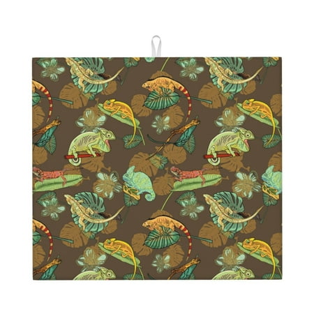 Dish Drying Mats for Kitchen Counter - Artistic Cute Lizard Chameleon Green 16x18In Anti-Slip Absorbent Microfiber Drying Mat for Kitchen Counter Mat Dish Rack Mat with Hanging Loop
Dish Drying Mats for Kitchen Counter - Artistic Cute Lizard Chameleon Green 16x18In Anti-Slip Absorbent Microfiber Drying Mat for Kitchen Counter Mat Dish Rack Mat with Hanging Loop
