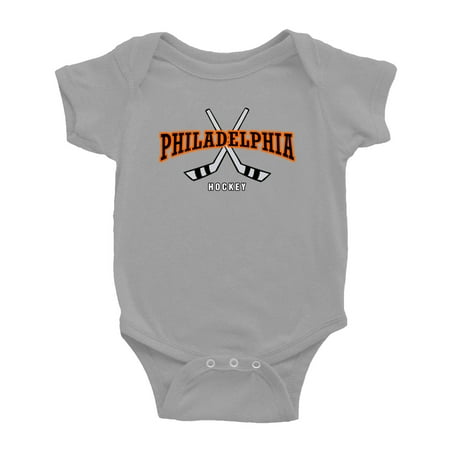 Cute Philadelphia Baby Romper Hockey Fan Baby Jersey Clothes (Gray 12-18 Monthes)
