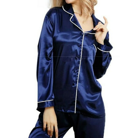 mlpeerw Womens LongPajamas Set Button Closure Silk-like Satin Sleepwear with Pants
mlpeerw Womens LongPajamas Set Button Closure Silk-like Satin Sleepwear with Pants