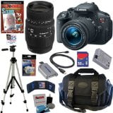 Canon EOS Rebel T5i 18.0 MP DSLR with EF-S 18-55mm IS STM Zoom Lens & Sigma 70-300mm Macro Lens with 32GB Deluxe Accessory Bundle