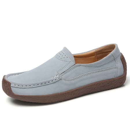 Women‘s Suede Flat Loafer Shoes Lightweight Solid Color Slip On Shoes Women‘s Footwear
