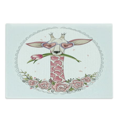 Valentine Cutting Board Hipster Giraffe with Tulip and Heart Shaped Glasses Vintage Frame Decorative Tempered Glass Cutting and Serving Board Large Size Pale Blue Pale Pink by Ambesonne
Valentine Cutting Board Hipster Giraffe with Tulip and Heart Shaped Glasses Vintage Frame Decorative Tempered Glass Cutting and Serving Board Large Size Pale Blue Pale Pink by Ambesonne