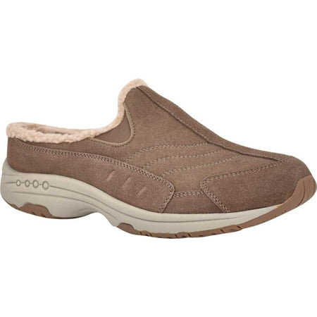 Women s Easy Spirit Travelfuzz Mule Deep Taupe Softy Suede/Faux Fur 11 W