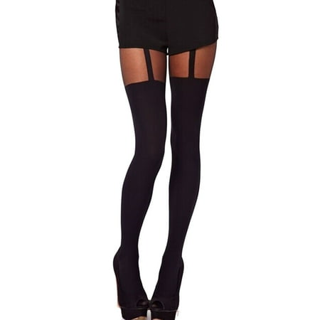 Women Sexy Tights High Stocking Pantyhose Mock Bow Suspender High Knee Tights