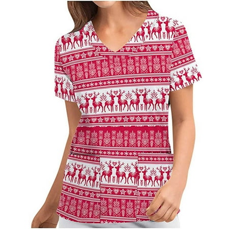 Christmas Scrub Tops for Women Petite Short Sleeve Vneck Printed Working Uniforms Holiday Tee Shirt Trendy Novelty Cute Tunic Casual Blouse Tee Shirt Top for Women
Christmas Scrub Tops for Women Petite Short Sleeve Vneck Printed Working Uniforms Holiday Tee Shirt Trendy Novelty Cute Tunic Casual Blouse Tee Shirt Top for Women
