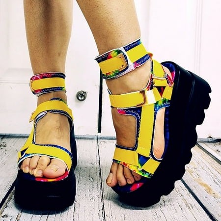 Tangnade women shoes Womens Open Toe Serpentine Wedge Platform Casual Shoes Ankel Strap Sandals Yellow 37
Tangnade women shoes Womens Open Toe Serpentine Wedge Platform Casual Shoes Ankel Strap Sandals Yellow 37