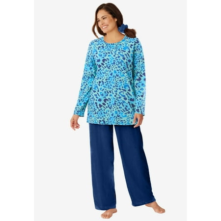 Dreams & Co. Women s Plus Size Pajama Set With Velour Scrunchie
