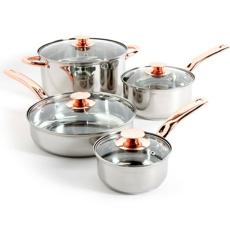Gibson Sunbeam Ansonville 8-Piece Cookware Set, Stainless Steel