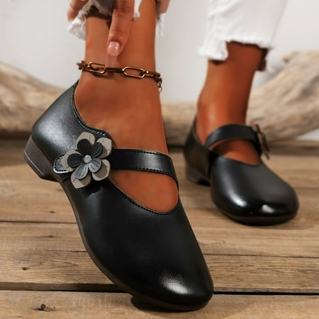 Women s Lightweight & Comfortable Shoes Flower Decor Chunky Heel Shoes Elegant Ankle Strap Faux Leather Shoes
Women s Lightweight & Comfortable Shoes Flower Decor Chunky Heel Shoes Elegant Ankle Strap Faux Leather Shoes