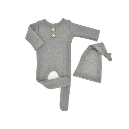 AIMAOMI Newborn Baby Photography Prop Footed Romper Button Knitted Overalls Knot Hat Set H
AIMAOMI Newborn Baby Photography Prop Footed Romper Button Knitted Overalls Knot Hat Set H