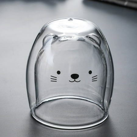 Kehuoyezai Prevent Scald Cartoon Lovely Double Glass Milk Coffee Cup With Round Mouth
Kehuoyezai Prevent Scald Cartoon Lovely Double Glass Milk Coffee Cup With Round Mouth