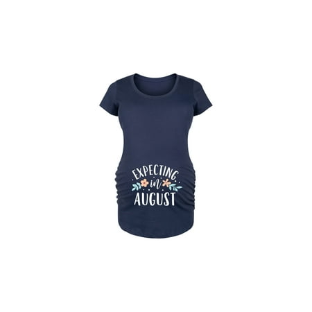 Bloom Maternity - Expecting In August - Maternity Scoop Neck T-Shirt