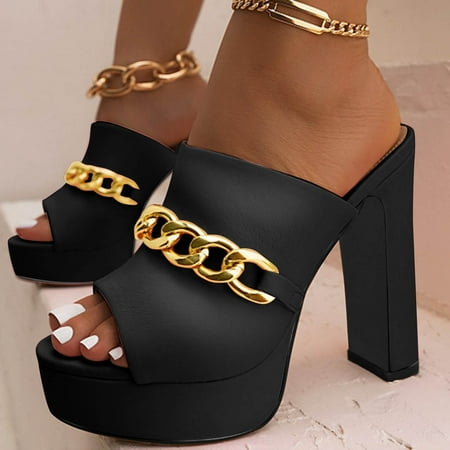 〖Yilirongyumm〗 Black 37 Sandals Women Fashion Solid Metal Decorative Chunky Sandals Fish Ladies Heel Heel Chain Mouth High Color Women s Sandals
〖Yilirongyumm〗 Black 37 Sandals Women Fashion Solid Metal Decorative Chunky Sandals Fish Ladies Heel Heel Chain Mouth High Color Women s Sandals