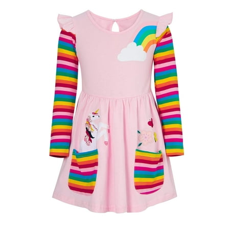 WIBACKER Girls Long Sleeve Stretchy Dress Kids A line Twirly Skater Casual Rainbow Unicorn Dresses
WIBACKER Girls Long Sleeve Stretchy Dress Kids A line Twirly Skater Casual Rainbow Unicorn Dresses