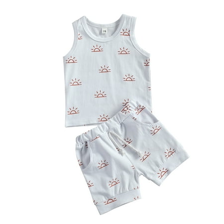 Fanvereka Newborn Baby 2-piece Outfit Set Fashion Sun Print Tank Top+Shorts Set for Kids Boys Girls
Fanvereka Newborn Baby 2-piece Outfit Set Fashion Sun Print Tank Top+Shorts Set for Kids Boys Girls