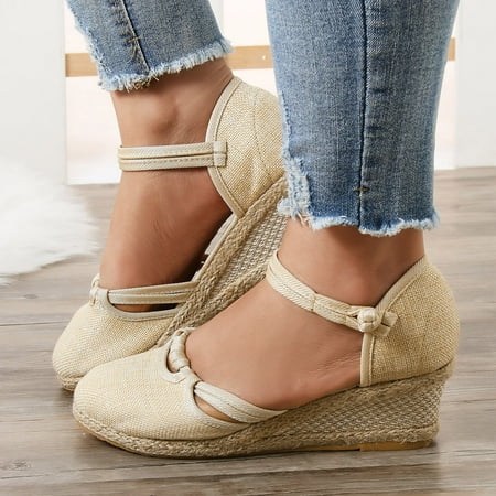 Ykohkofe Women Buckle Linen Sandals Platform Wedge Sandals Fashion Versatile Braided Buckle Breathable Wedge Sandals
Ykohkofe Women Buckle Linen Sandals Platform Wedge Sandals Fashion Versatile Braided Buckle Breathable Wedge Sandals