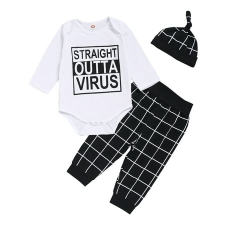 9 Months Baby Boy Casual Outfits Pants Sets 12 Months Long Sleeve Letter Prints Romper Tops Elastic Plaid Pants Hat 3PCS Set Black
9 Months Baby Boy Casual Outfits Pants Sets 12 Months Long Sleeve Letter Prints Romper Tops Elastic Plaid Pants Hat 3PCS Set Black