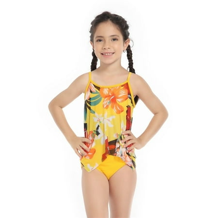 

kpoplk Toddler Bathing Suit Girl Teen Kids Girls Swimsuits 2Piece Kids Swimsuits Girl Sun Sleeveless Mesh Kids Bathing Suits(Yellow)