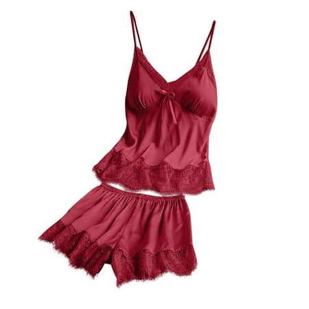 Utoimkio Silk Pajama Sets for Women Onesies Women V-Neck Eyelash Silk Lace Sexy Stain Camisole Pajamas Bowknot Shorts Set
Utoimkio Silk Pajama Sets for Women Onesies Women V-Neck Eyelash Silk Lace Sexy Stain Camisole Pajamas Bowknot Shorts Set