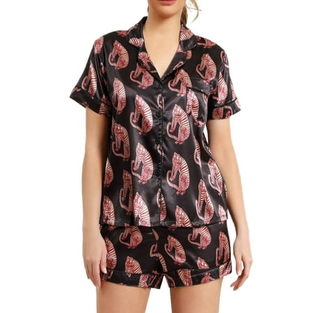 Frontwalk Women 2Pcs Pajamas Sets Short Sleeve Tops with Shorts Sleepwear Nightwear Summer Short Home Wear Suit Animal Print XL
Frontwalk Women 2Pcs Pajamas Sets Short Sleeve Tops with Shorts Sleepwear Nightwear Summer Short Home Wear Suit Animal Print XL