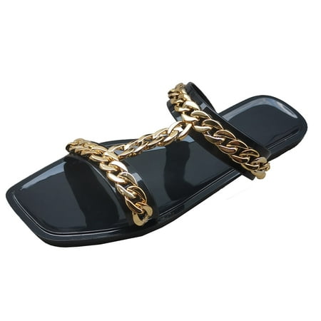 uikmnh Women Slippers Womens Shoes Summer Slippers Metal Chain Square Toe Slippers Flat Plus Size Slippers Black 9
uikmnh Women Slippers Womens Shoes Summer Slippers Metal Chain Square Toe Slippers Flat Plus Size Slippers Black 9