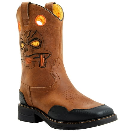 Cody James Boys Skull Work Boot Broad Square Toe Multi