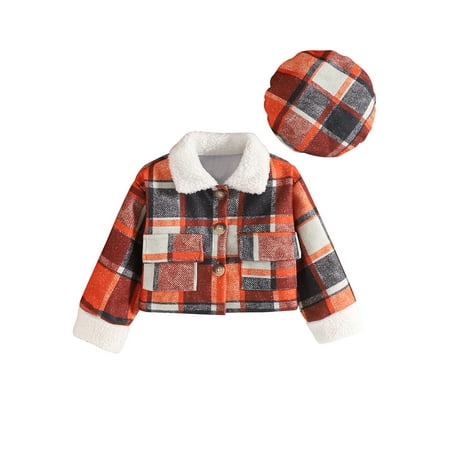 Toddler Baby Girl Fall Winter Coat Plaid Crop Trucker Jacket and Hat Outfit Button Down Warm Fashion Outwear Clothes
Toddler Baby Girl Fall Winter Coat Plaid Crop Trucker Jacket and Hat Outfit Button Down Warm Fashion Outwear Clothes