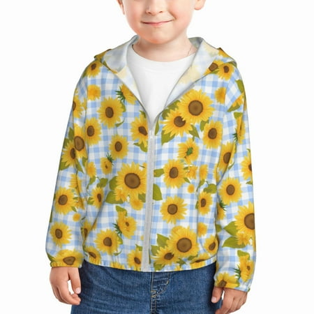 Qekee Blue White Plaid Sunflower Print UPF 50+ Kids Sun-Protective Hooded Long Sleeve Rash Guard for Fishing Water Beach Sports -4 Years 
Qekee Blue White Plaid Sunflower Print UPF 50+ Kids Sun-Protective Hooded Long Sleeve Rash Guard for Fishing Water Beach Sports -4 Years