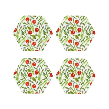 Coasters Set of 4 - Asparagus tomato Pattern Drink Coasters for Tabletop Protection Leather Coasters for Living Room Decor and Housewarming Gift Hexagon
Coasters Set of 4 - Asparagus tomato Pattern Drink Coasters for Tabletop Protection Leather Coasters for Living Room Decor and Housewarming Gift Hexagon