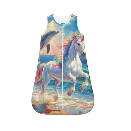 Fotbe Dolphin Rainbow Horse Pattern Sleep Sack - Baby Wearable Blanket with Zipper Extra Soft Cotton Sleeveless Sleeping Bag for Infants-Small
Fotbe Dolphin Rainbow Horse Pattern Sleep Sack - Baby Wearable Blanket with Zipper Extra Soft Cotton Sleeveless Sleeping Bag for Infants-Small