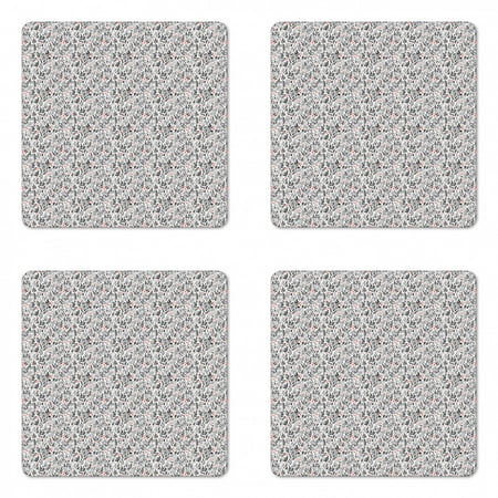 Floral Coaster Set of 4 Ornamental Twigs and Leaves Scattered Botanical Garden Artwork Square Hardboard Gloss Coasters Standard Size Pale Ruby Dark Grey by Ambesonne 
Floral Coaster Set of 4 Ornamental Twigs and Leaves Scattered Botanical Garden Artwork Square Hardboard Gloss Coasters Standard Size Pale Ruby Dark Grey by Ambesonne