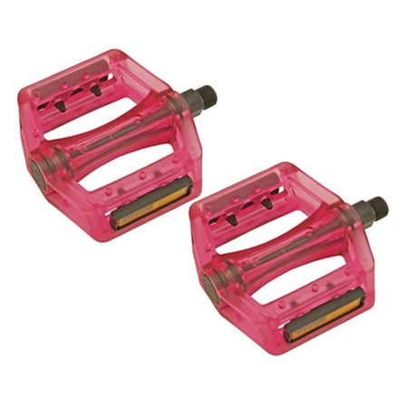 Resin BMX Bike Pedals, 9/16in Transluscent Pink