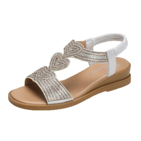 TUOBARR Wedge Sandals Women Fashion Casual Wedge Heel Round Head Rhinestone Beach Sandals Silver
TUOBARR Wedge Sandals Women Fashion Casual Wedge Heel Round Head Rhinestone Beach Sandals Silver