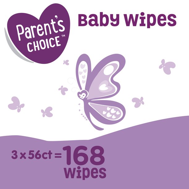 Parent's Choice Baby Wipes, Fragrance Free, 3 packs of 56 (168 count)