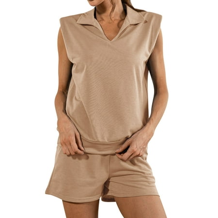 ZXZY Women Solid Color Lapel Neck Padded Shoulder Sleeveless Pajama Pockets Shorts Sleepwear Set
ZXZY Women Solid Color Lapel Neck Padded Shoulder Sleeveless Pajama Pockets Shorts Sleepwear Set