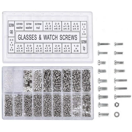1000Pcs Micro Glasses Shaped Mini Sunglasses Assortment Screw Watch Nut Repair Kit For Stainless Steel Screws