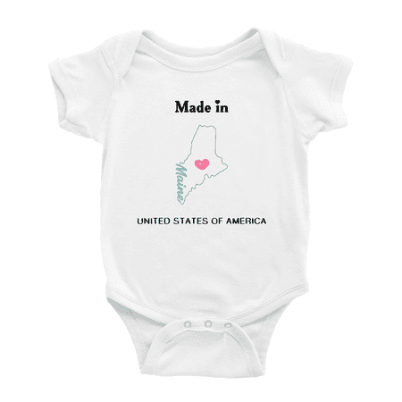 Made In Maine United States of America Baby Clothing Bodysuit 0-3 Months