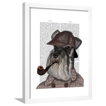 Schnauzer Sherlock Framed Print Wall Art By Fab Funky