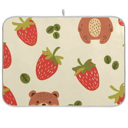 Bear and Strawberry Dish Drying Mat Dish Drainer Rack Mats Water Absorbent Non-Slip Easy Clean Heat Resistant for Kitchen Counter
Bear and Strawberry Dish Drying Mat Dish Drainer Rack Mats Water Absorbent Non-Slip Easy Clean Heat Resistant for Kitchen Counter