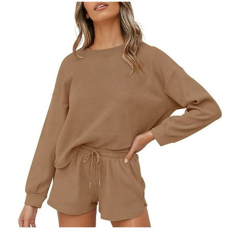 Guvpev Pajamas Womens Lounge Set Long Sleeve Top and Shorts 2 Piece Loungewear Outfits with Pockets
Guvpev Pajamas Womens Lounge Set Long Sleeve Top and Shorts 2 Piece Loungewear Outfits with Pockets